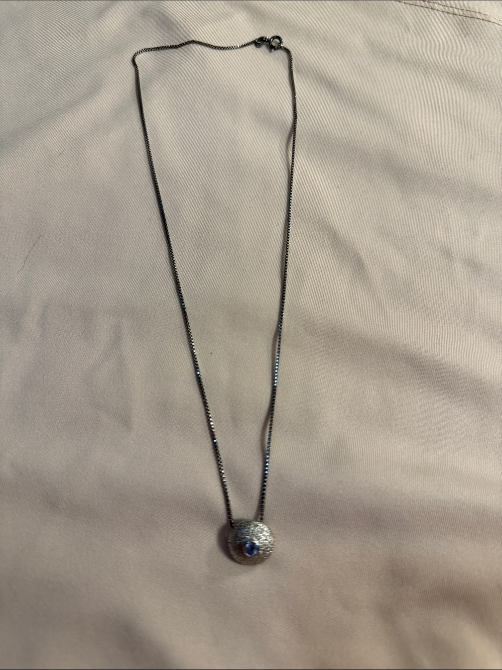 Mignon Faget Silver Locule Pendant Necklace Light Blue Sapphire Stone